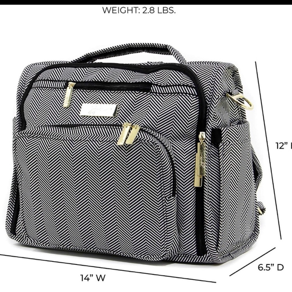 Jujube BFF Diaper Bag Queen of The Nile Black White Chevron Travel Bag